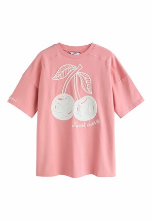 REGULAR FIT - CHERRY GRAPHIC TEXTURED CREW NECK SHORT SLEEVE . - T-shirts print - pink
