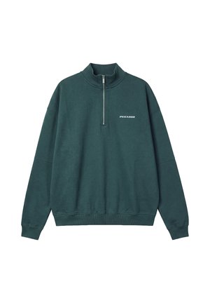 Pegador, PEGADOR LOGO OVERSIZED HALFZIP PULLOVER - Sweatshirt - washed dark teal white