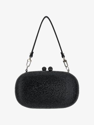 Juoda delninė su apvalia forma, padengta tekstūrinėmis juodomis karoliukais. Yra juoda odinė rankena ir sidabrinė užsegimas su dviem dekoratyviniais mygtukais.