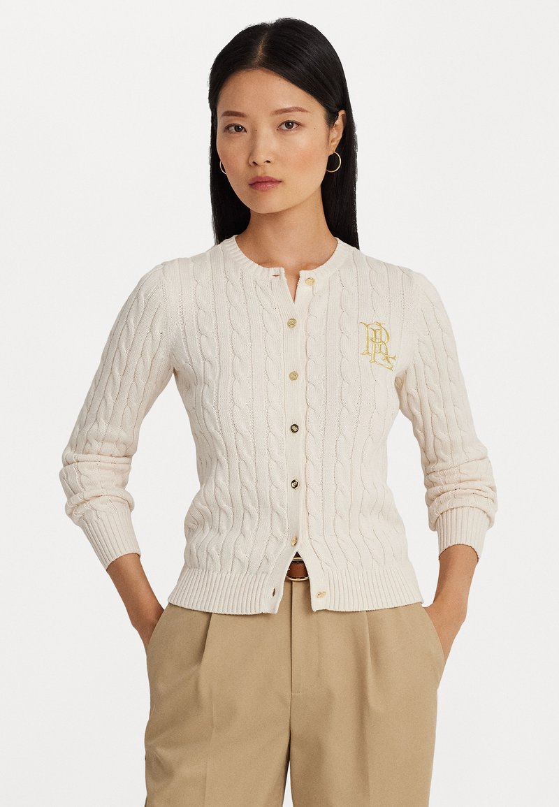 Lauren Ralph Lauren CABLE KNIT COTTON CARDIGAN Cardigan mascarpone cream/offwhite Zalando.dk