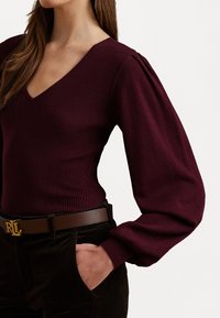 Lauren Ralph Lauren COTTON BLEND BLOUSON SLEEVE SWEATER - Πουλόβερ - pinot noir
