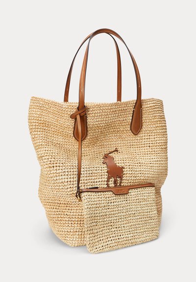 Polo Ralph Lauren BIG PONY RAFFIA LARGE TOTE - Shoppingväska - beige/cuoio