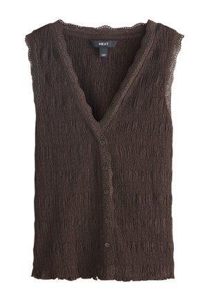 Next, REGULAR FIT - SLEEVELESS V-NECK TEXTURED WAISTCOAT  . - Top - chocolate brown