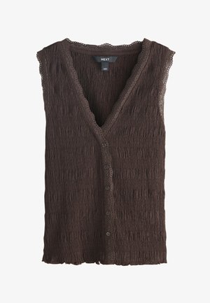 Next, REGULAR FIT - SLEEVELESS V-NECK TEXTURED WAISTCOAT . - Top - chocolate brown