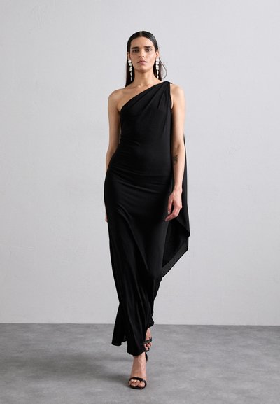 Alice + Olivia ONE SHOULDER DRAPED DRESS - Rochie din jerseu - black