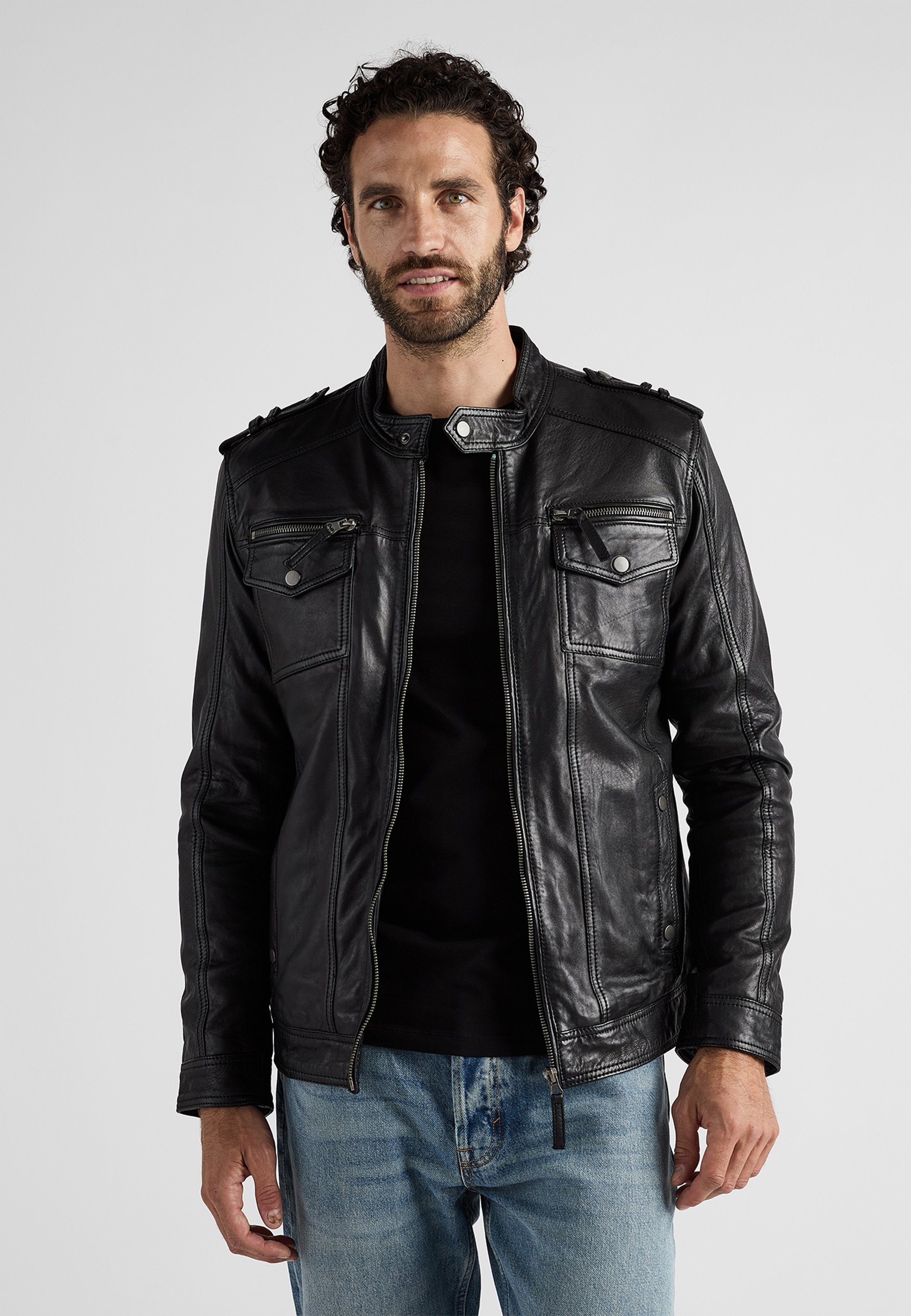 JCC Leather jacket - black - Zalando