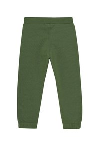 Grüne, gestrickte Sweatpants mit einem elastischen Bund, schmal zulaufenden Bündchen und glatter Textur. Keine sichtbaren Muster oder Hardwaredetails.