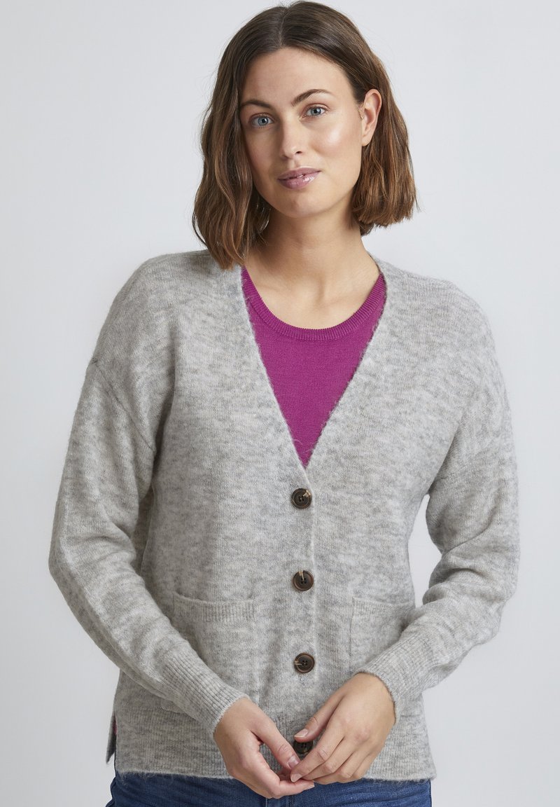 Fransa - FREMDEBBI 2 CARDIGAN - Cardigan - light grey melange, Enlarge