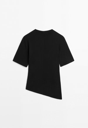 Massimo Dutti, ASYMMETRIC KNOT-DETAIL T-SHIRT - T-shirts print - black