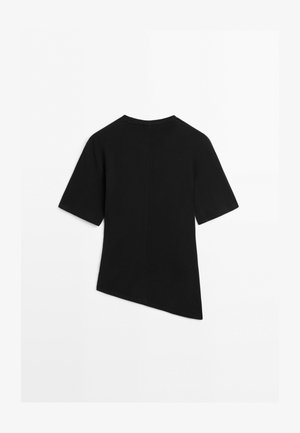 Massimo Dutti, ASYMMETRIC KNOT-DETAIL T-SHIRT - T-shirts print - black