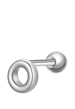 Metalinis sidabro spalvos svarmenėlis su tuščiaviduriu apskritu galu ir kietu sferiniu galu, dažnai naudojamas kaip kūno papuošalas skylei.