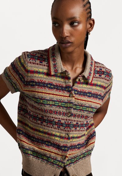 Polo Ralph Lauren FAIR ISLE SHORT SLEEVE CARDIGAN - Adīta jaka - tan multi