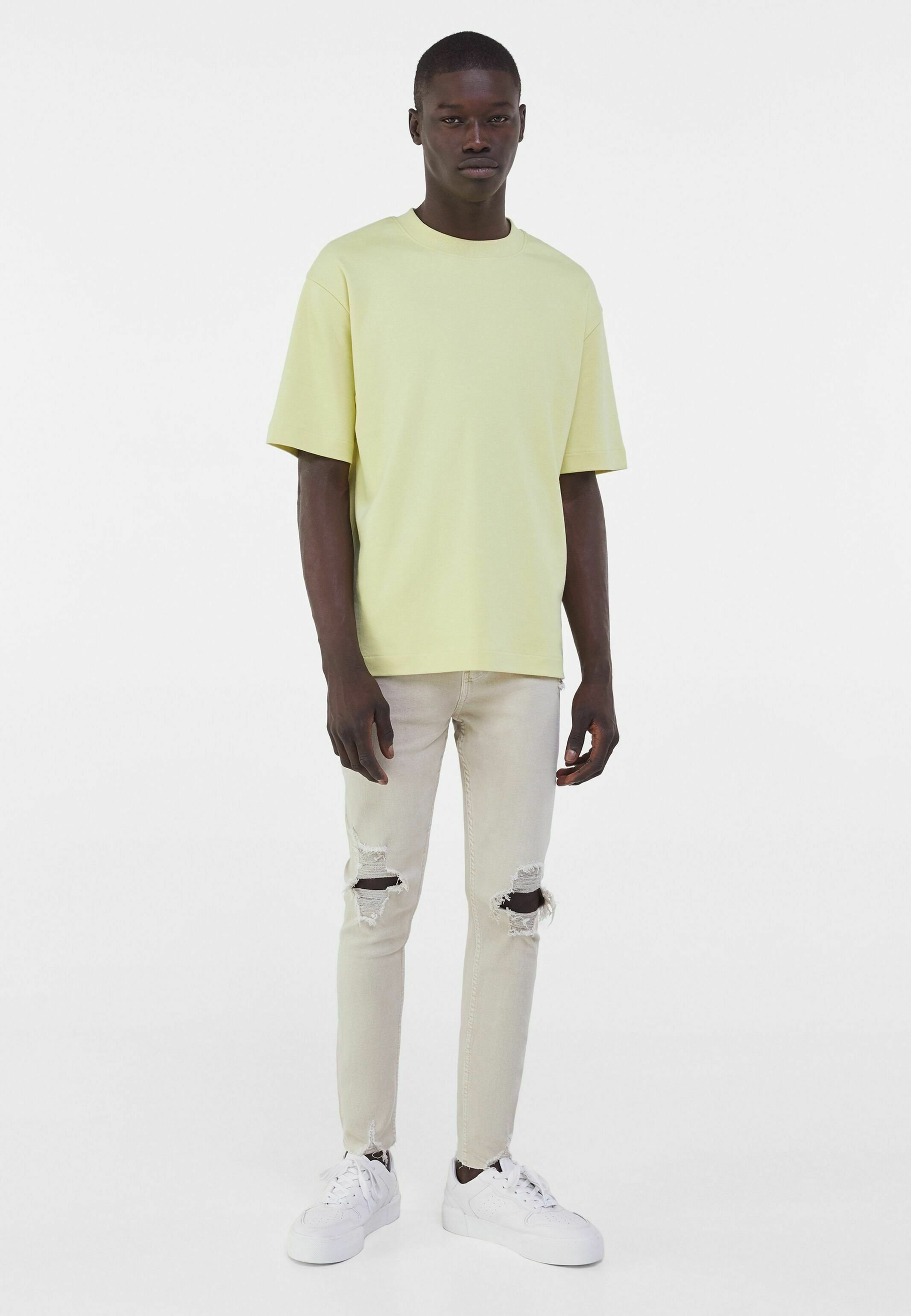 Bershka MIT RISSEN - Jeans Skinny Fit - nude/Nude - Zalando.be