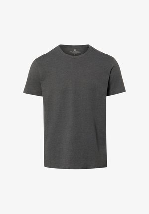 Dark gray short-sleeve crew-neck cotton T-shirt with a simple, plain design.