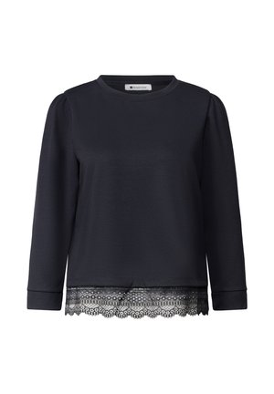 Street One, 3/4-SLEEVE TOP WITH LACE TRIM AT THE HEM - Long-sleeved top - indigo night
