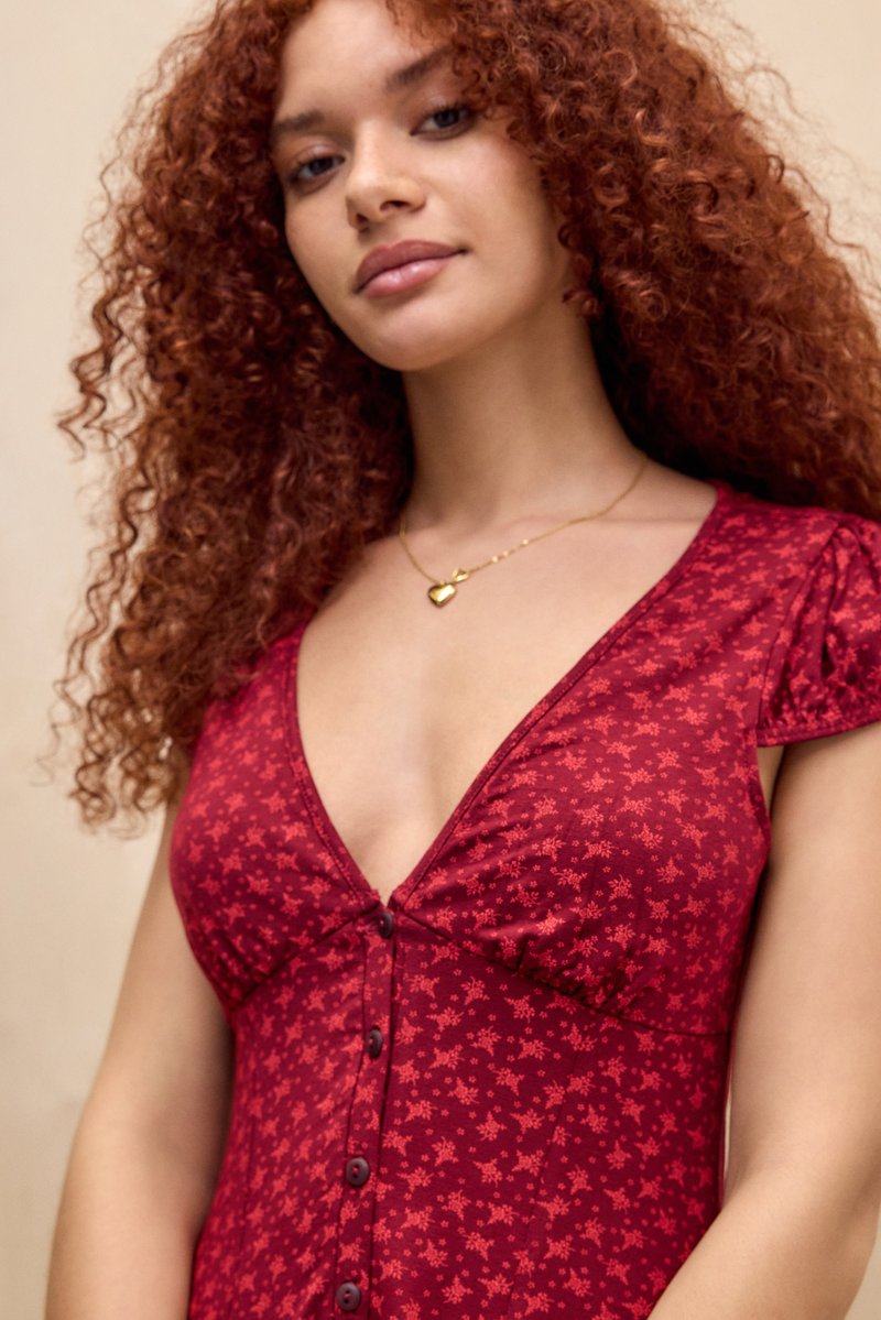 BDG Urban Outfitters KIKI - Jersey dress - red ditsy/red - Zalando.ie