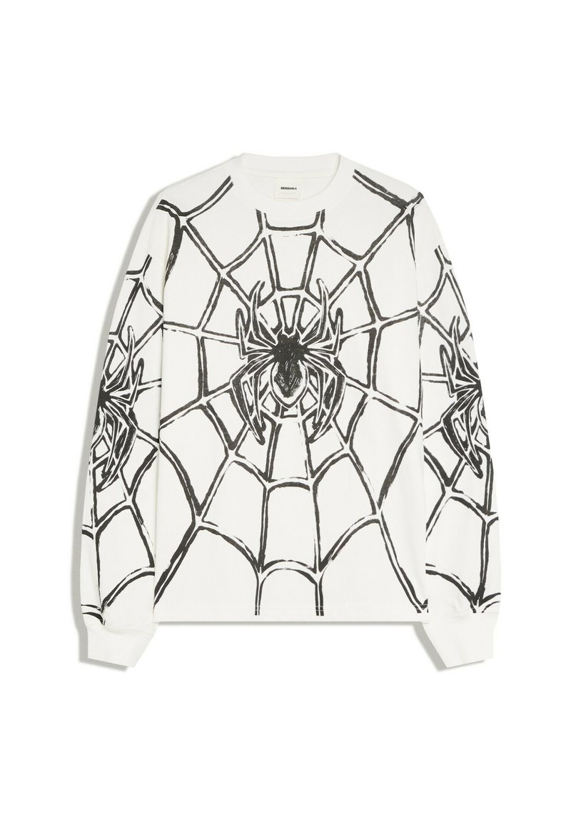 Bershka WHITE LONG-SLEEVE SPIDER-MAN T-SHIRT - Long-sleeved top - white ...