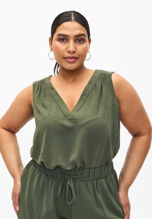 ÄRMELLOSES MIT FALTENDETAILS - Blouse - thyme