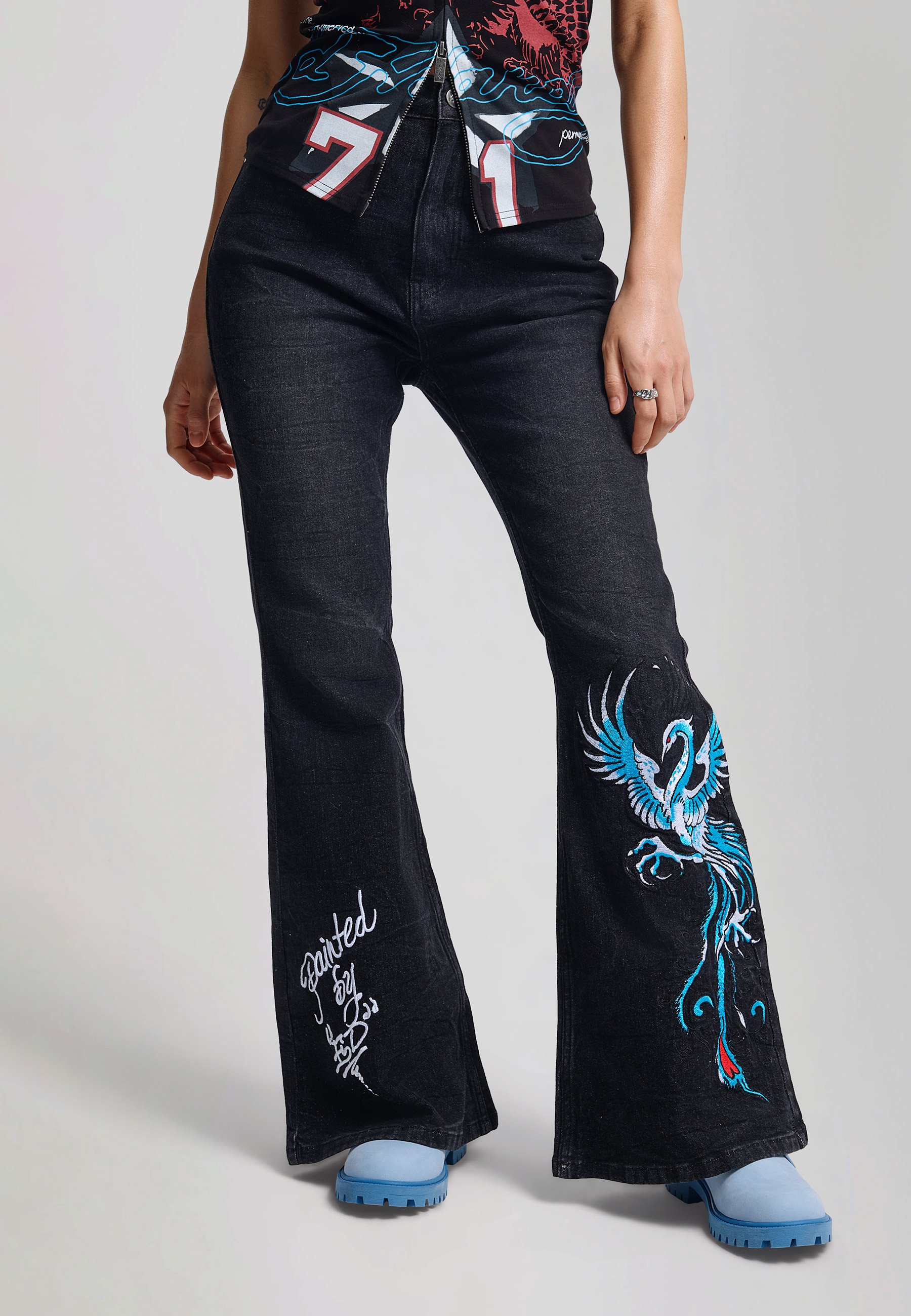 Ed Hardy WOMENS RISING PHOENIX XXTRA FLARED JEAN - Flared Jeans