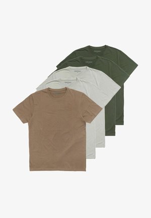 Keturi trumpomis rankovėmis marškiniai: kreminiai, šviesiai pilki, alyvžali ir tamsiai žali. Visi pagaminti iš minkštos medvilnės su klasikine apvalia iškirpte.