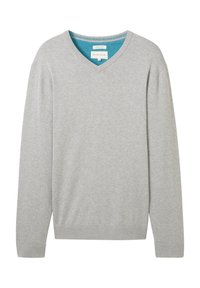 MIT V-AUSSCHNITT - Pullover - bright stone grey melange