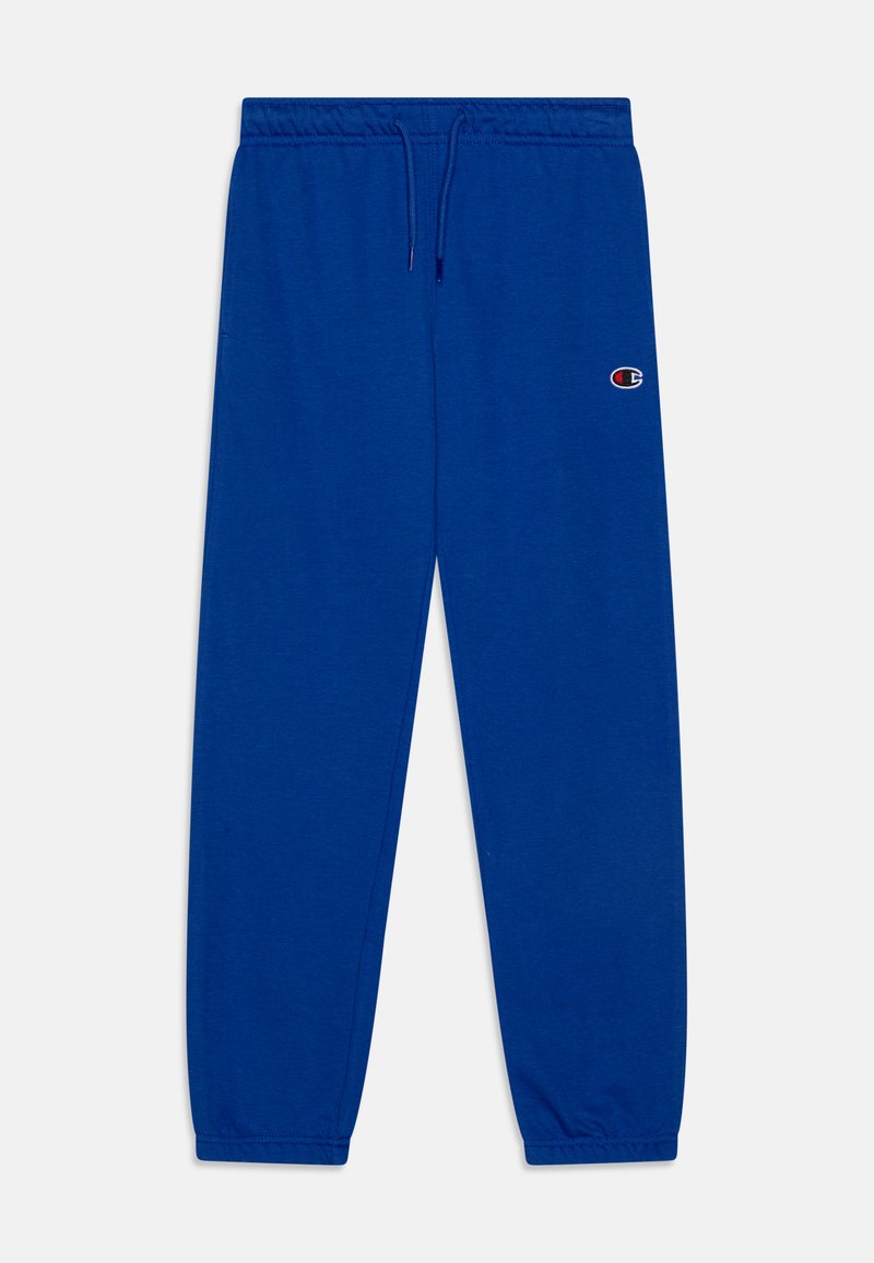 Royalblaue Sweatpants aus weichem Stoff, mit elastischem Bund und Kordelzug sowie gerippten Bündchen. Kleines Logo auf der linken Seite.