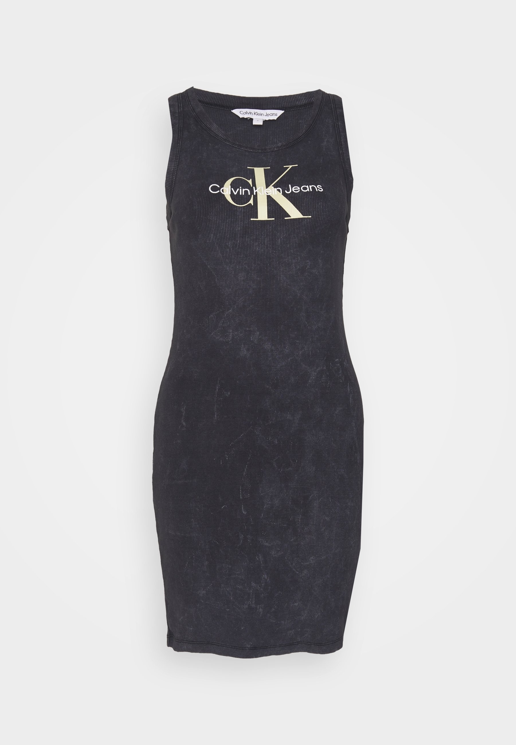 slim fit dress slacks Calvin Klein Lace-Up V-Neck Zipper Sleeve Dress Black Gold Detailing S main image 0