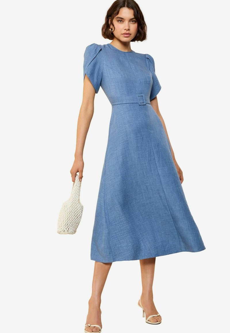 Friends Like These REGULAR FIT PETAL SLEEVE MIDI BELTED  - Kasdienė suknelė - blue