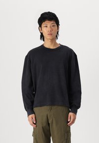 Abercrombie & Fitch WAFFLE CROP - Topper langermet - casual black wash