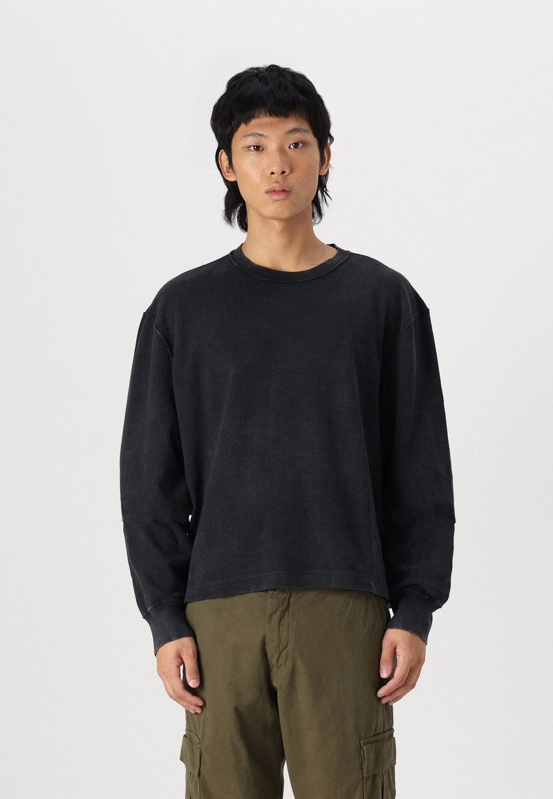 Abercrombie & Fitch WAFFLE CROP - Topper langermet - casual black wash