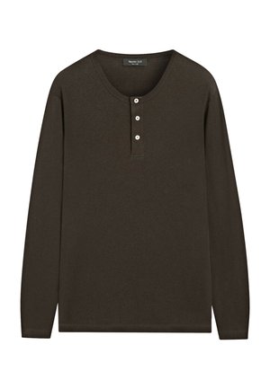 Massimo Dutti, LONG SLEEVE T-SHIRT WITH COLLAR DETAIL 00652198 - Langærmet T-shirt - brown