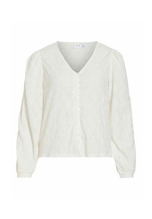 VILA, OBERTEIL MIT LANGEN ÄRMELN VIABBI V-AUSSCHNITT - Blouse - snow white