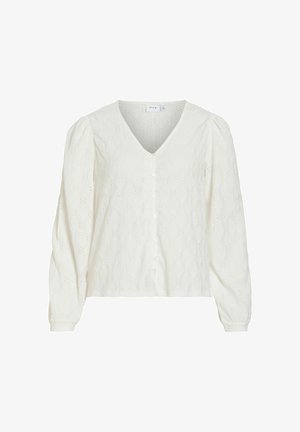 VILA, OBERTEIL MIT LANGEN ÄRMELN VIABBI V-AUSSCHNITT - Blouse - snow white
