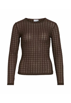 VILA, LONG SLEEVED TOP VIMIRANI ROUND NECK - Blouse - coffee bean