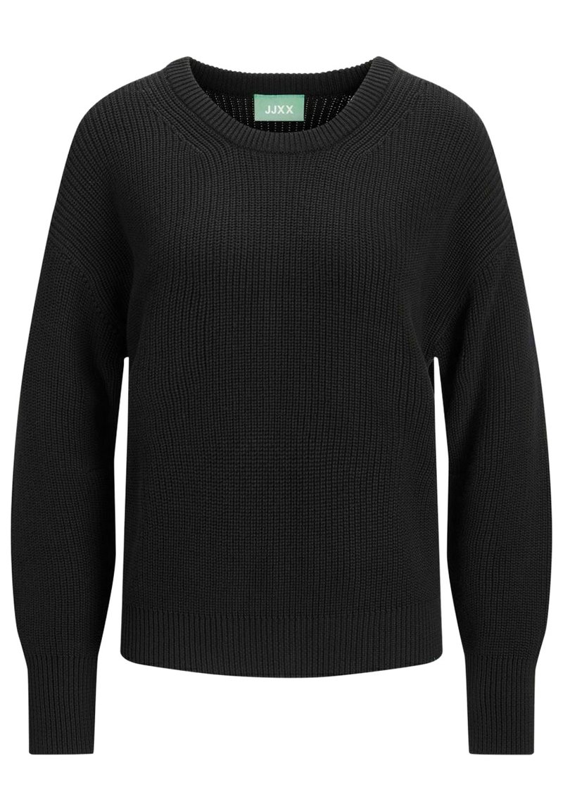 JJ Perfection Women's Simple Crew Neck Pullover Sweater - Soft Chic Knit Top, Black, Size Large