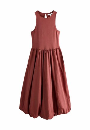 TALL FIT - SLEEVELESS RACER PUFFBALL MIDI - Jurk - rust orange