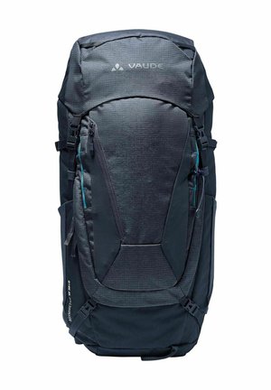 Zaino realizzato in un resistente tessuto nero con superficie testurizzata, dotato di zip, spallacci regolabili e design aerodinamico.