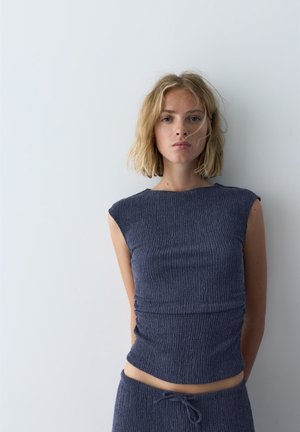 PULL&BEAR CREPE - Bluse - dark-blue denim