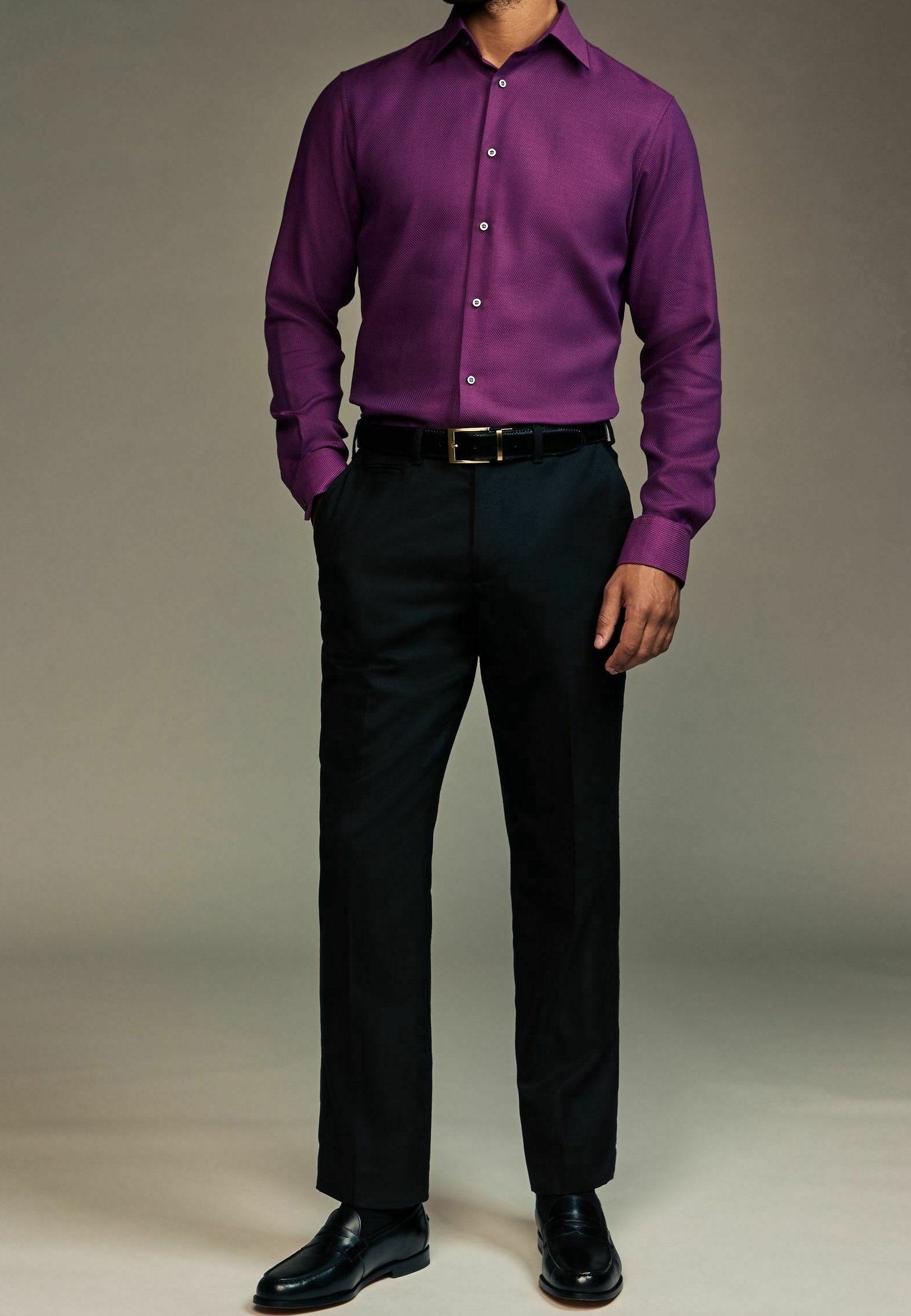 fitted lace wedding dress Men's Basic Solid Color Button Up Dress Shirt (Lilac), Lilac / 5X-Large/21-21.5 Neck/36-37 Sleeve main image 1