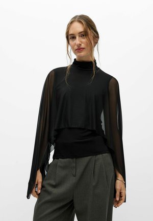 Object, LONG SLEEVED TOP SEMI-SHEER LAYERED - T-shirt à manches longues - black