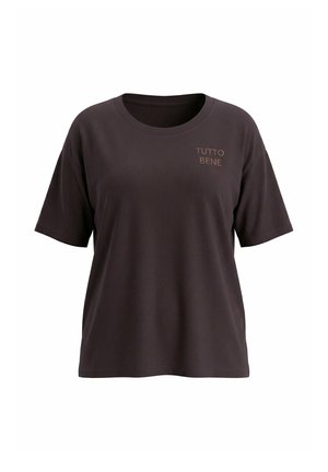 Ulla Popken, T-SHIRT, STICKEREI, OVERSIZED, RUNDHALS, HALBARM - T-Shirt print - mahogany