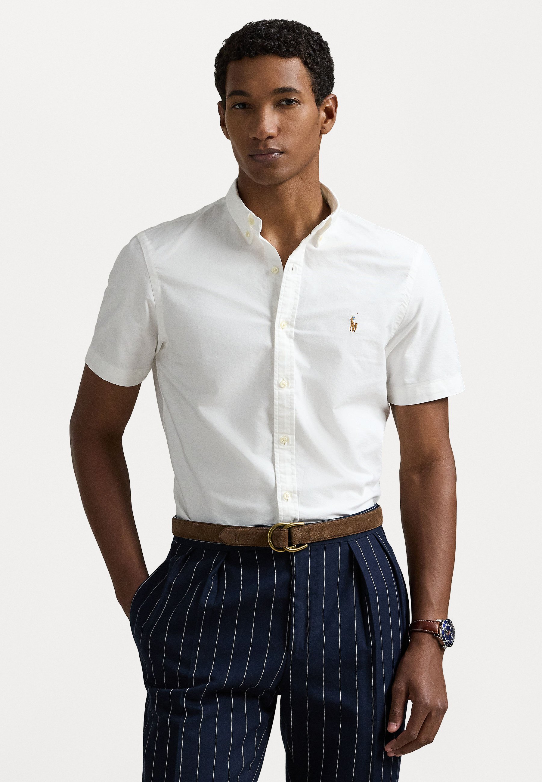 【POLO RALPH LAUREN】SLIM COTTON-LINEN OXFORDポロシャツ Polo Ralph Lauren Cotton Slim-Fit Oxford Shirt | Harrods CA