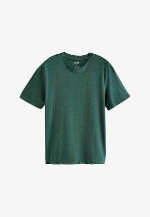 Donkergroene korte mouw t-shirt van katoen met een ronde halslijn en een relaxte pasvorm. Geen zichtbare patronen of accenten.