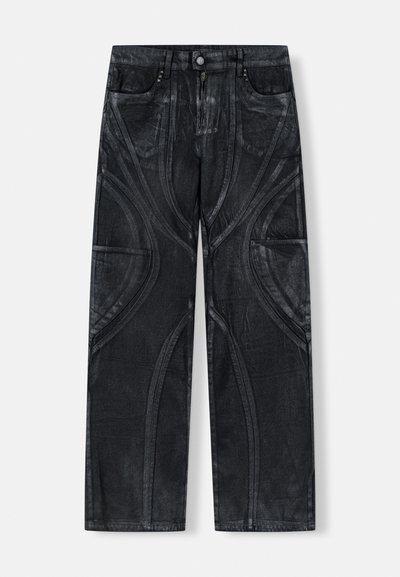 CUTLINE BLACK WAXED - Jean flare - black