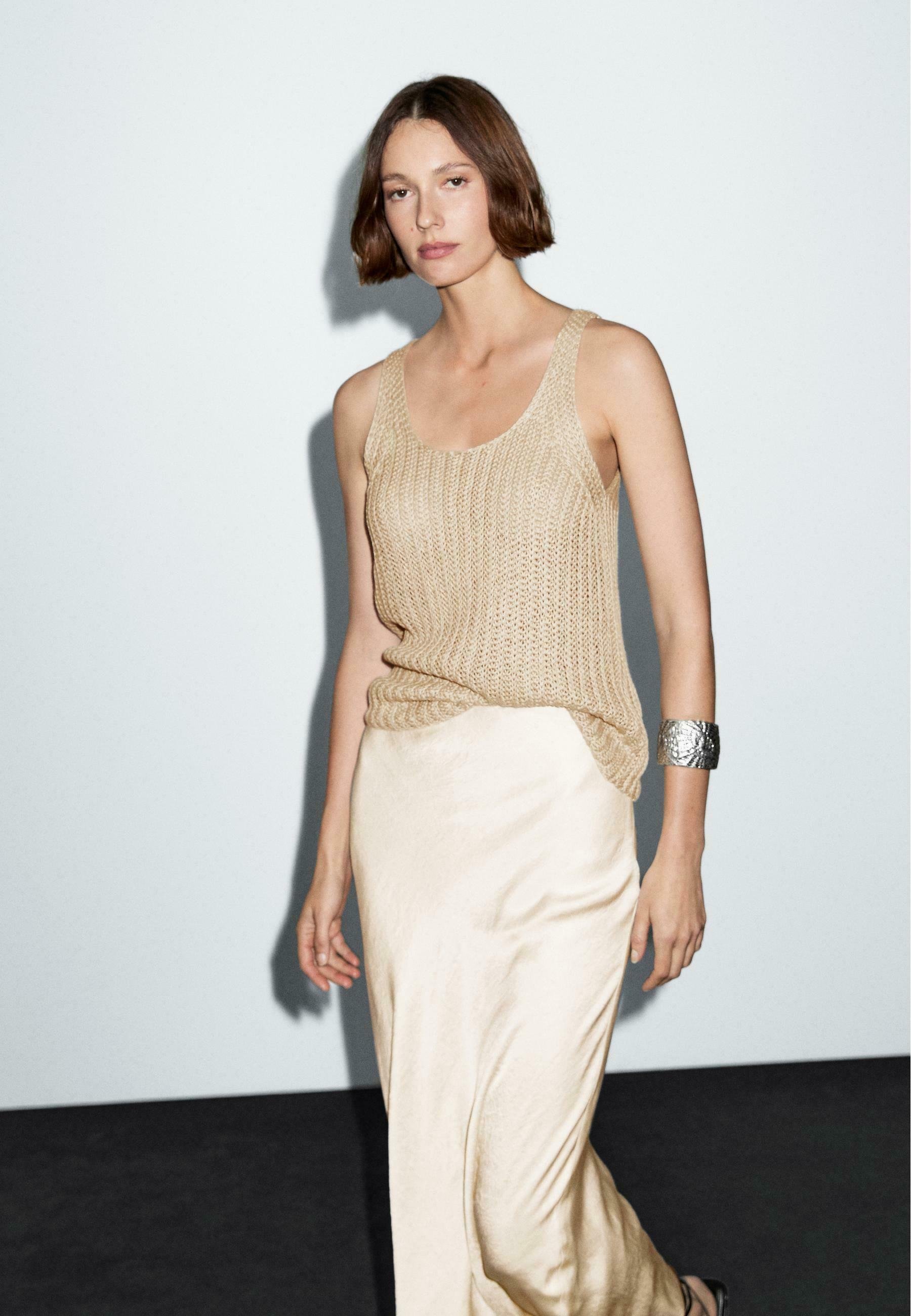 ◆Massimo Dutti◆ Knit A-line midi skirt Massimo Dutti A-line skirt - white - Zalando.co.uk