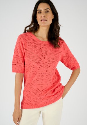 AJOURÉE MANCHES AUX COUDES  - Camiseta estampada - corail