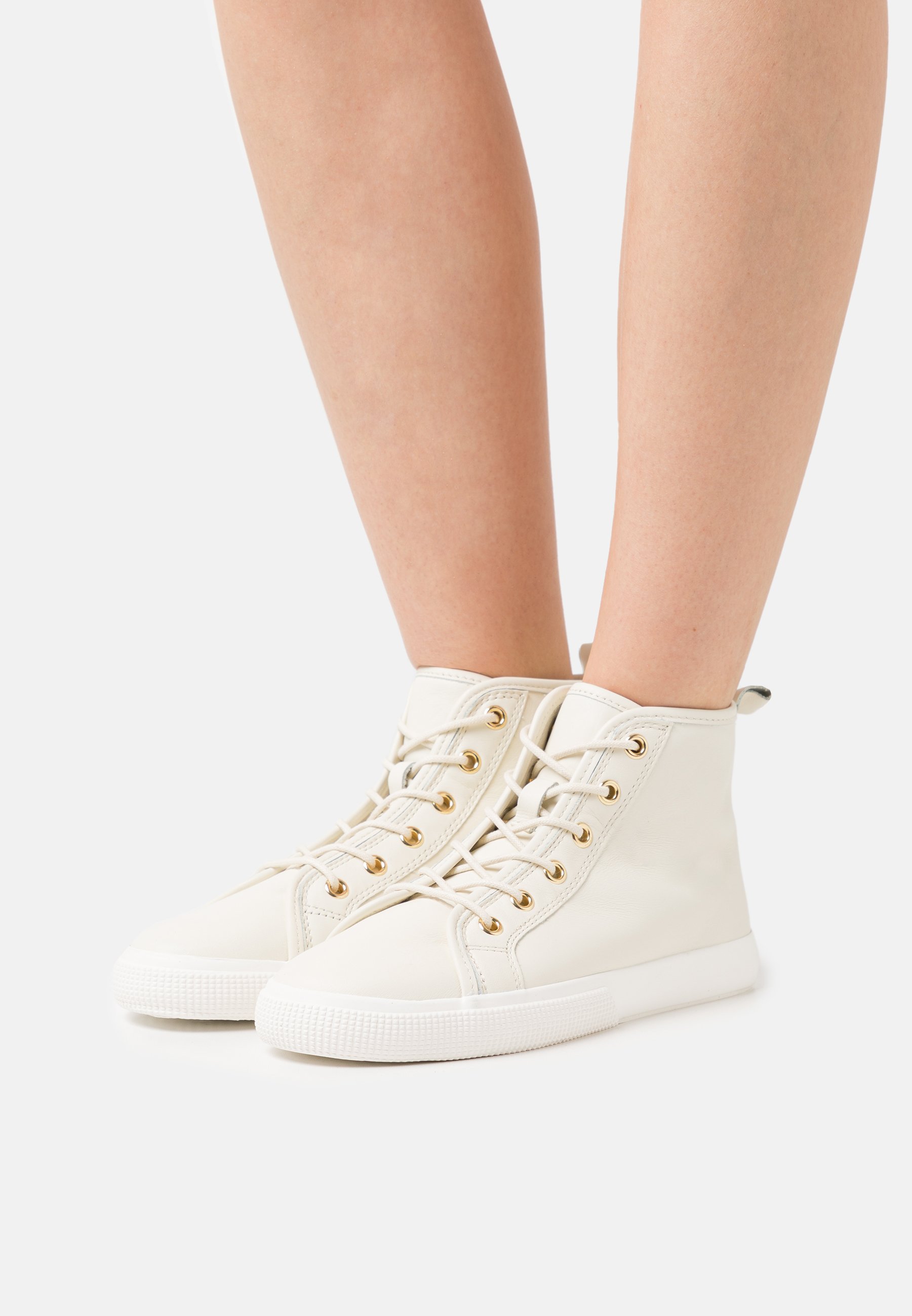 leather high top trainers