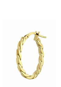 DIAMANT L'ÉTERNEL FLAT STRIPED DESIGN OVAL HOOP - Auskarai - yellow gold-coloured