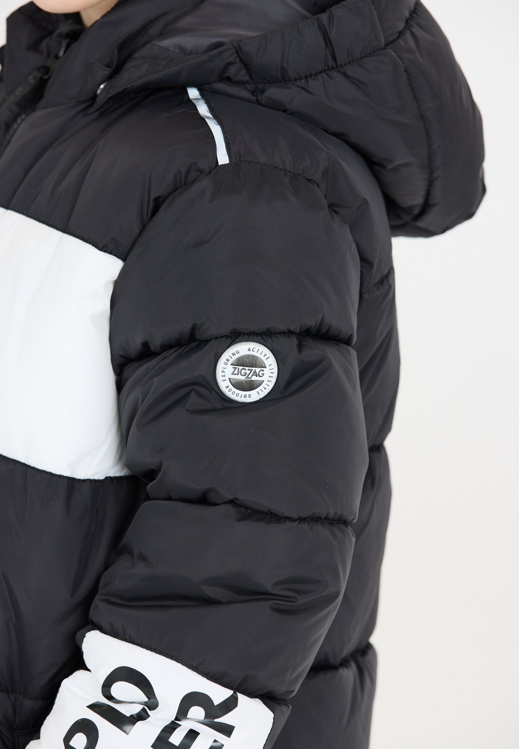 HERENCIA zigzag short sleeve jacket ZIGZAG GEWATTEERD - Winter jacket - zwart wit/black - Zalando