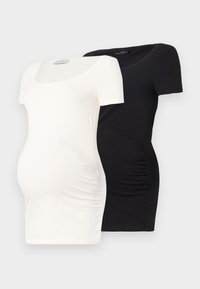 2 PACK - Basic T-shirt - black/egret